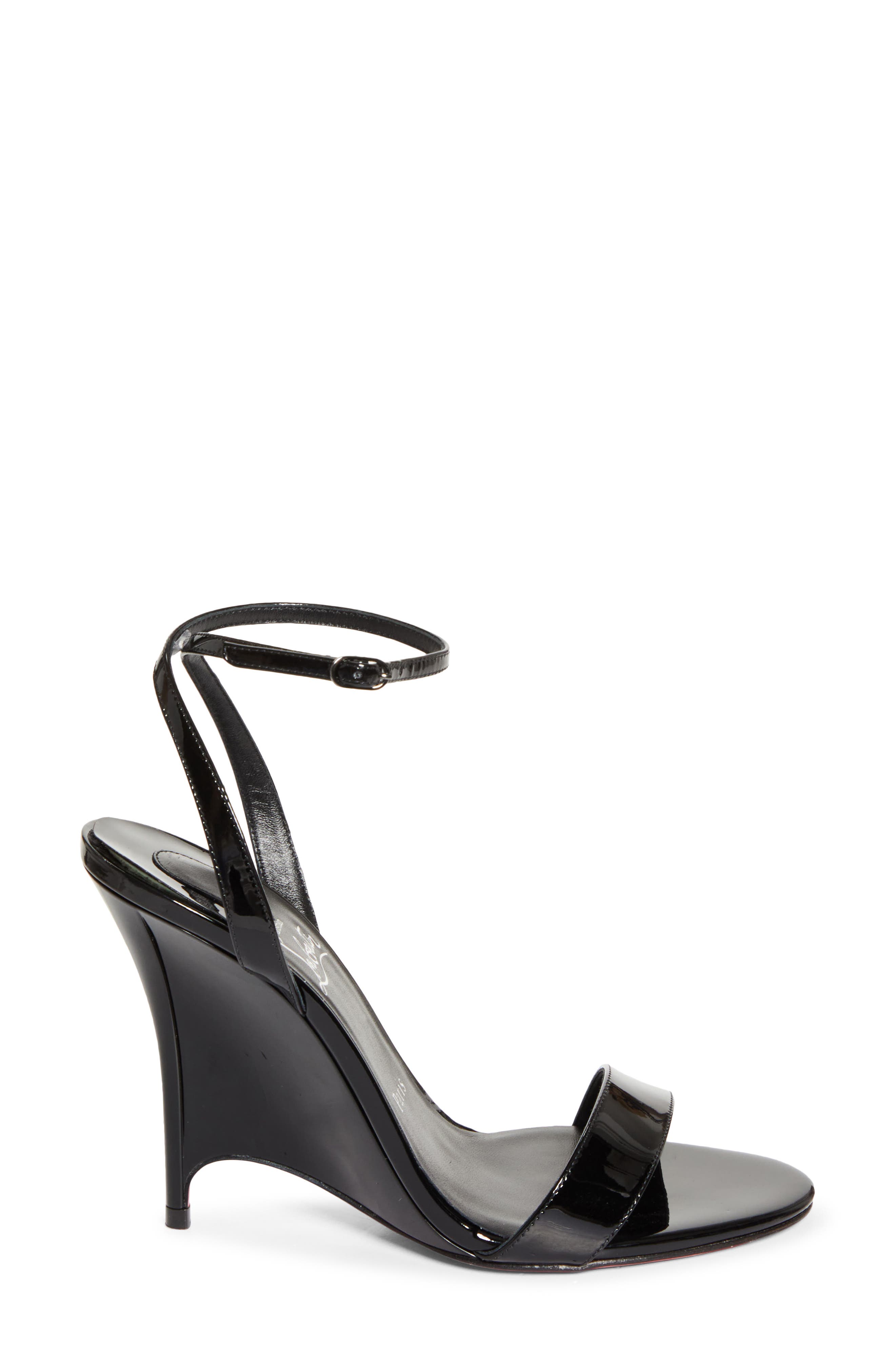 Christian Louboutin Zeezeenella Wedge Sandal, Alternate, color, Black/ Black
