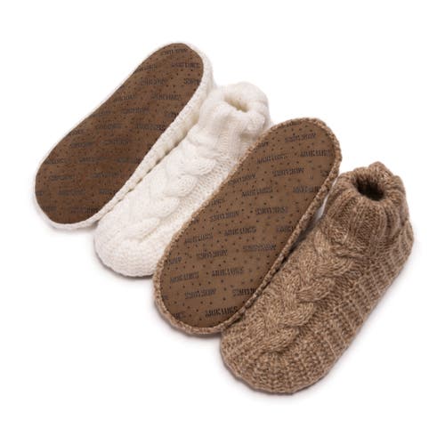 Muk Luks 2 Pair Pack Cuffed Sweater Knit Ballerinas In Nude