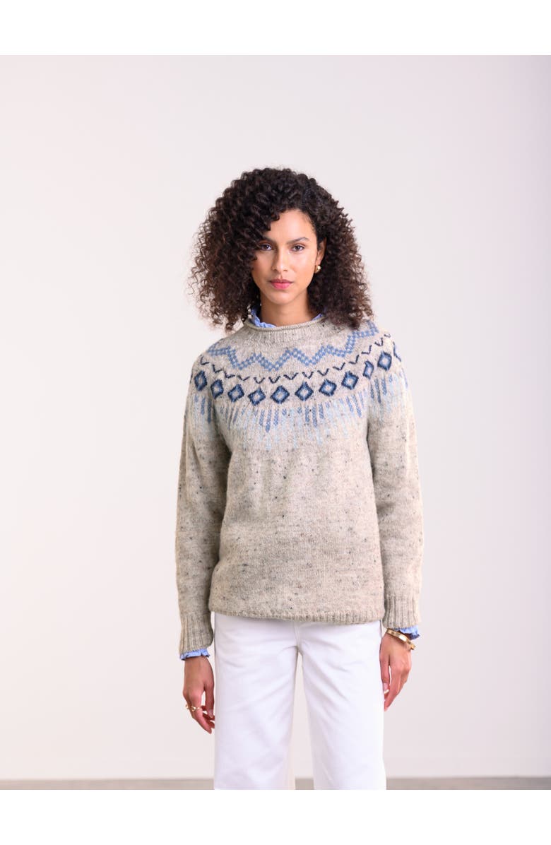 Celtic & Co. British Wool Fair Isle Sweater, Main, color, Oatmeal Fleck