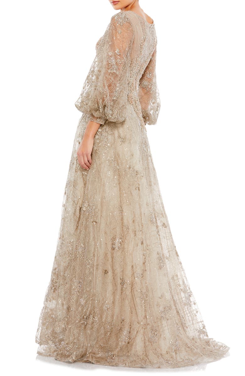 Mac Duggal Sequin Lace & Embroidery A-Line Gown, Alternate, color,