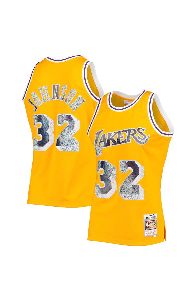 Mitchell & Ness Men's Mitchell & Ness Magic Johnson Gold Los Angeles Lakers 1984/85 Hardwood Classics NBA 75th Anniversary Diamond Swingman Jersey, Main, color, Gold