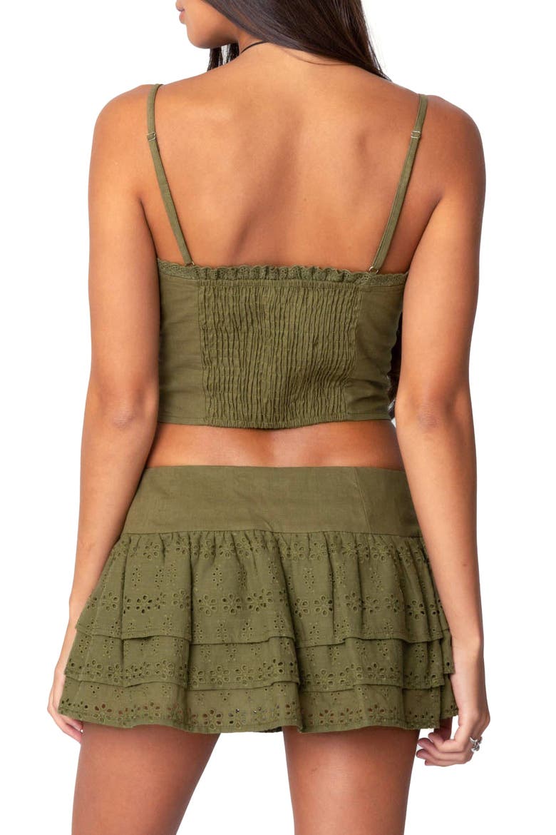 Fluer Embroidered Linen & Cotton Crop Top, Alternate, color, OLIVE