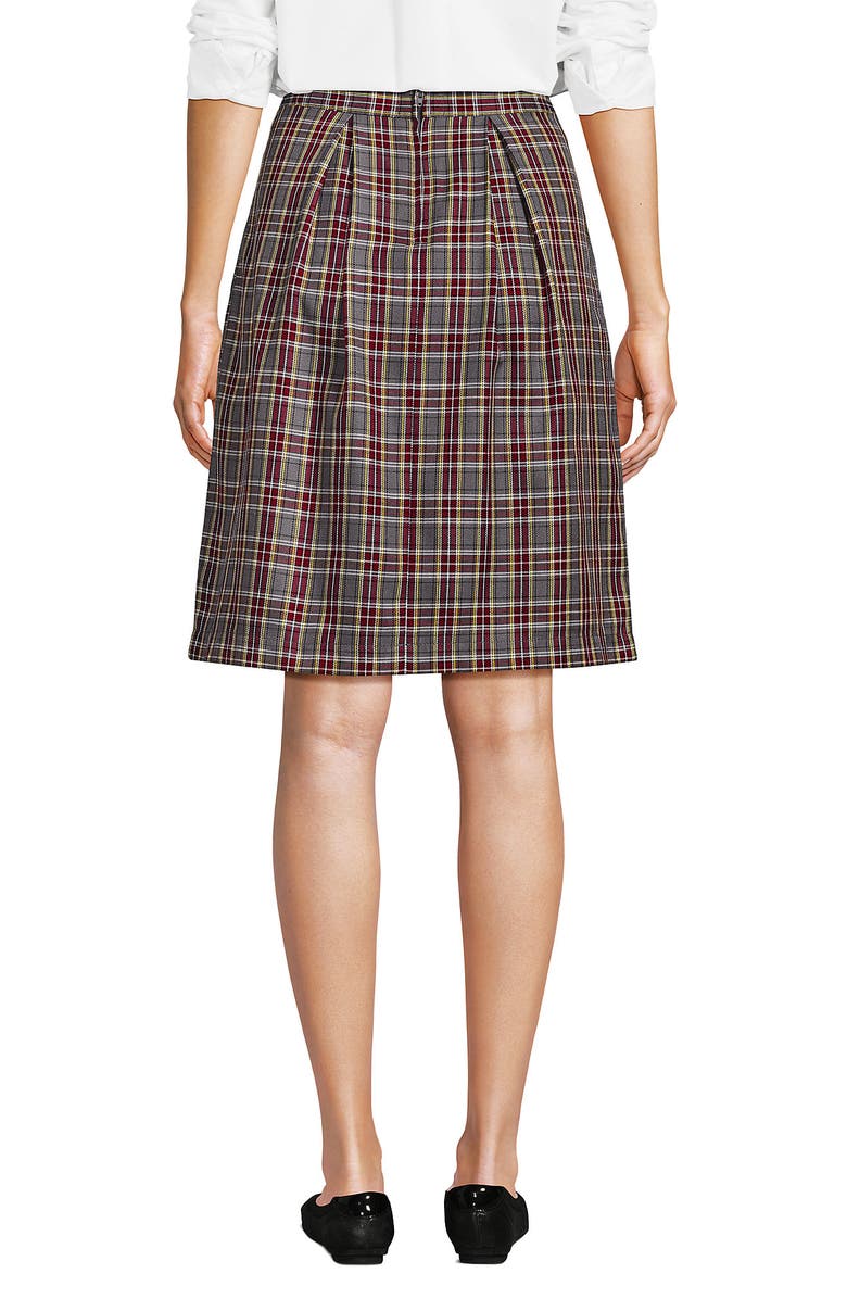 Lands' End School Uniform  Plaid Skort Top of Knee, Alternate, color, Gray Heather/Maroon Plaid