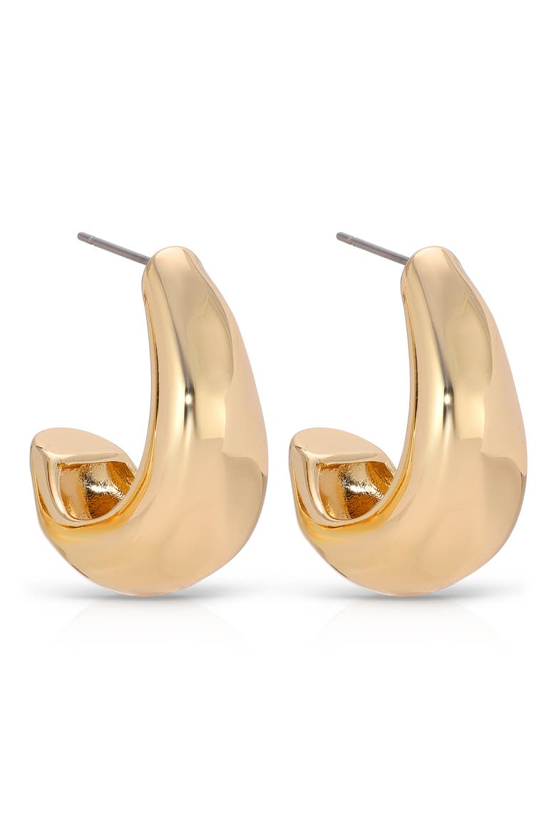 Hammered Crescent Hoop Earrings, Alternate, color, GOLD