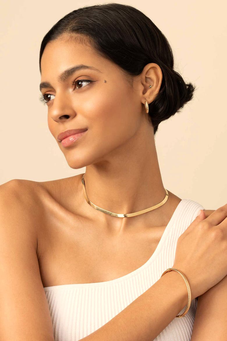 14K Gold Park Avenue Statement Herringbone Choker, Alternate, color, Yellow Gold