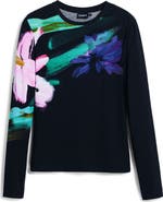 Desigual Floral Fine Gauge Crewneck Sweater