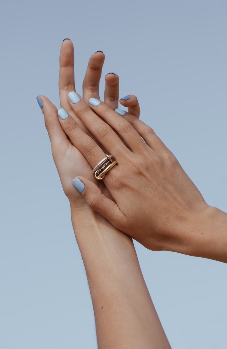 Spinelli Kilcollin Libra MX Linked Pavé Diamond Rings, Alternate, color, Yellow Gold/ Silver