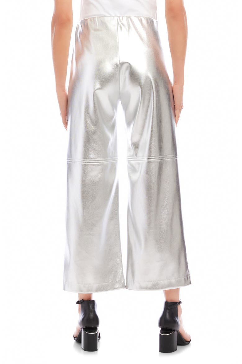 Crop Faux Leather Pants, Alternate, color, SILVER