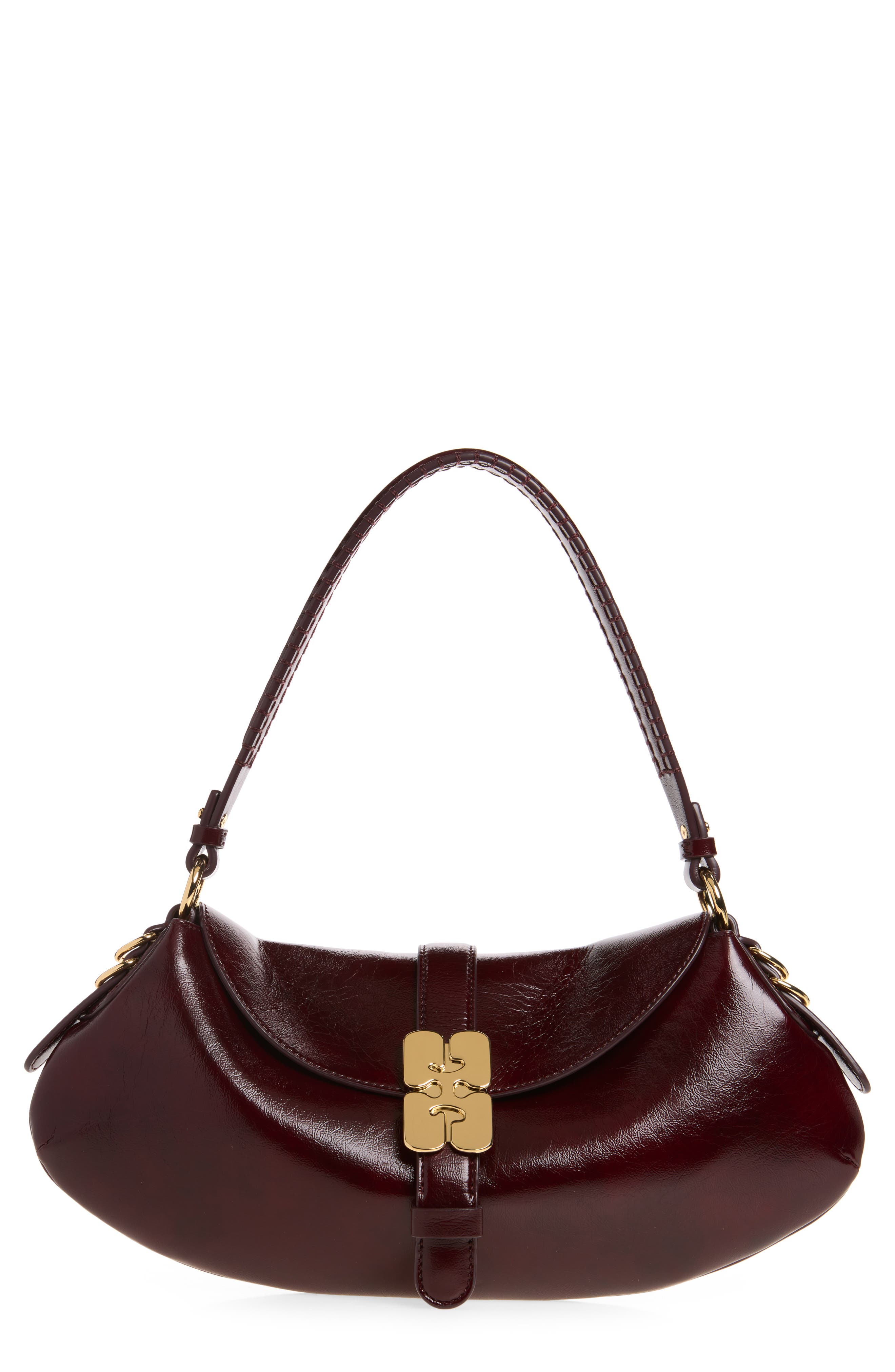 B-Kat Deep Shine Baguette Bag, Main, color, BURGUNDY