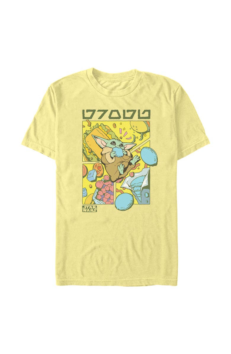 Star Wars: The Mandalorian and Grogu Men's Star Wars The Mandalorian and Grogu Space Snacks Retro Comic  Graphic T-Shirt, Main, color, Banana