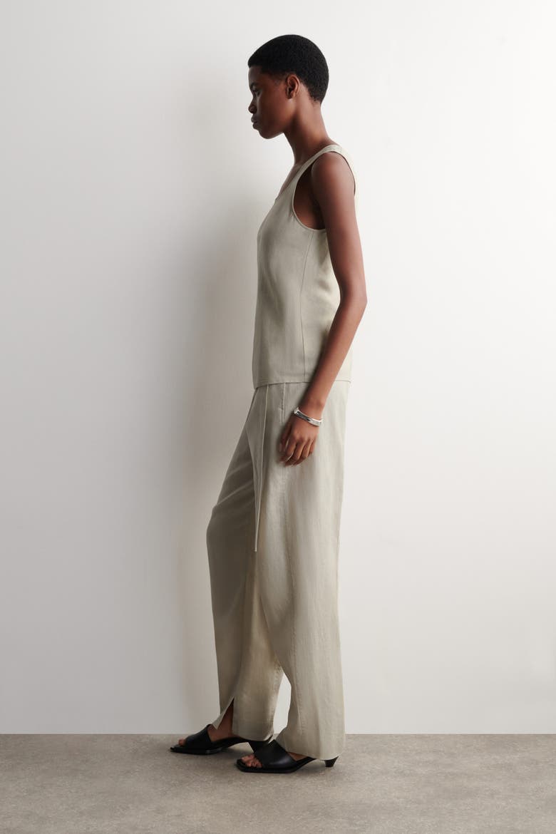 Linen Tank Top, Alternate, color, BEIGE
