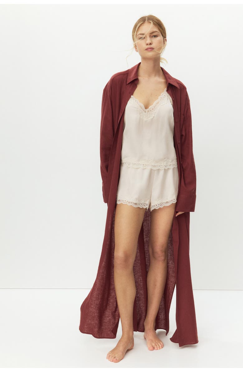 H&M Linen-blend shirt dress, Main, color, Rust Red