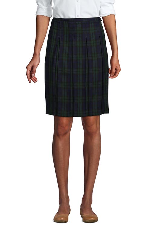 Lands' End School Uniform Young  Plaid Box Pleat Skirt Top Of The Knee In Black