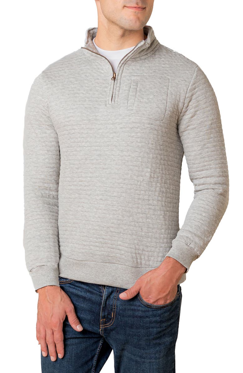 Hope & Henry Quilted Half Zip Pullover, Main, color, Quilted Light Gray Heather