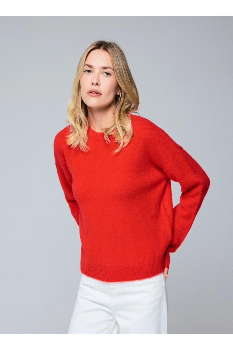 Wool Cashmere Knit  Pullover Crewneck Sweater, Main, color, CARMIN