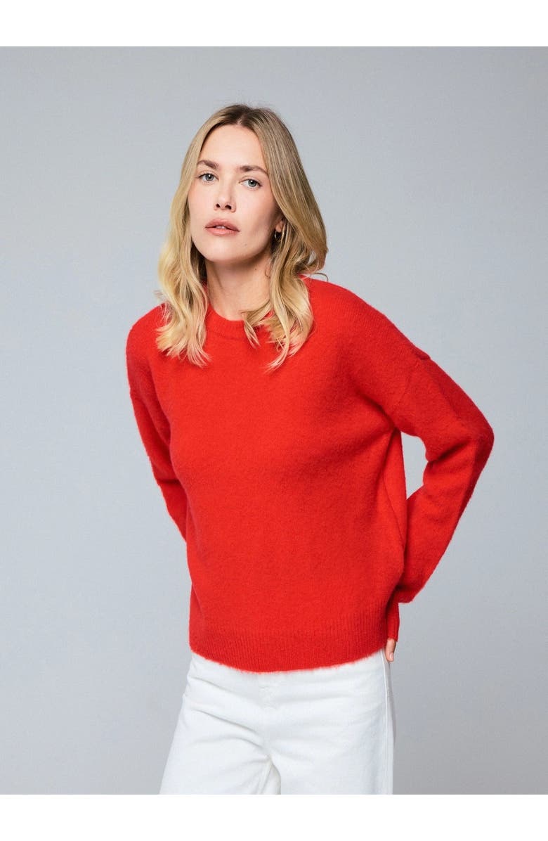 Majestic Filatures Wool Cashmere Knit  Pullover Crewneck Sweater, Main, color, Carmin