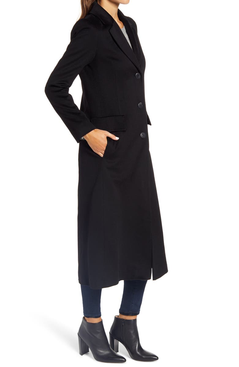 Fleurette Notch Collar Long Wool Coat, Alternate, color, 