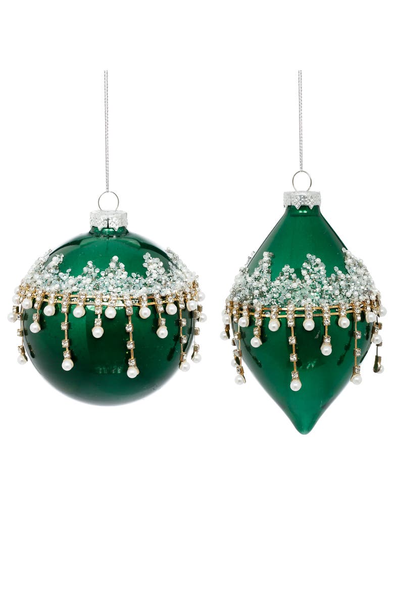 Mark Roberts Banded Jewel Ornament, Set of 6, Main, color, Dark Green