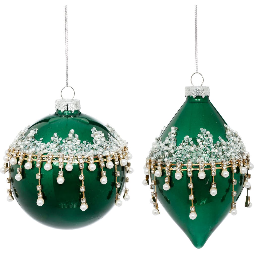 Mark Roberts Banded Jewel Ornament, Set Of 6 In Green