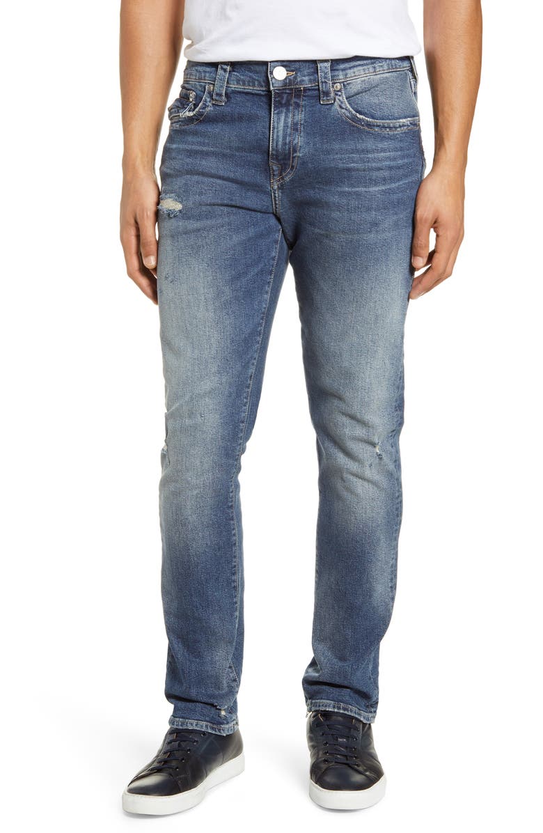 True Religion Brand Jeans Geno Distressed Straight Leg Jeans, Main, color,