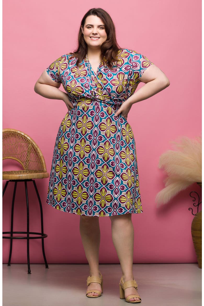 Floral Wrap Front Knit Midi Dress, Alternate, color, YELLOW MULTI