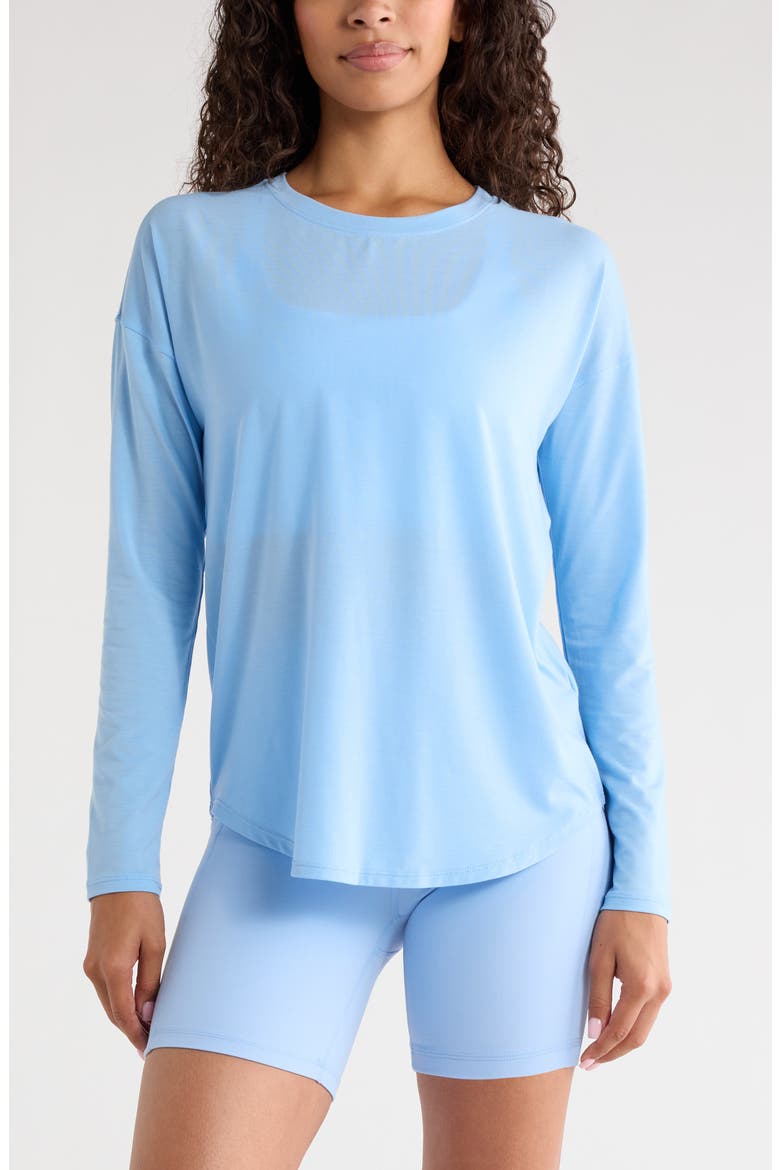 Breathe Long Sleeve Performance T-Shirt, Main, color, BLUE PLACID