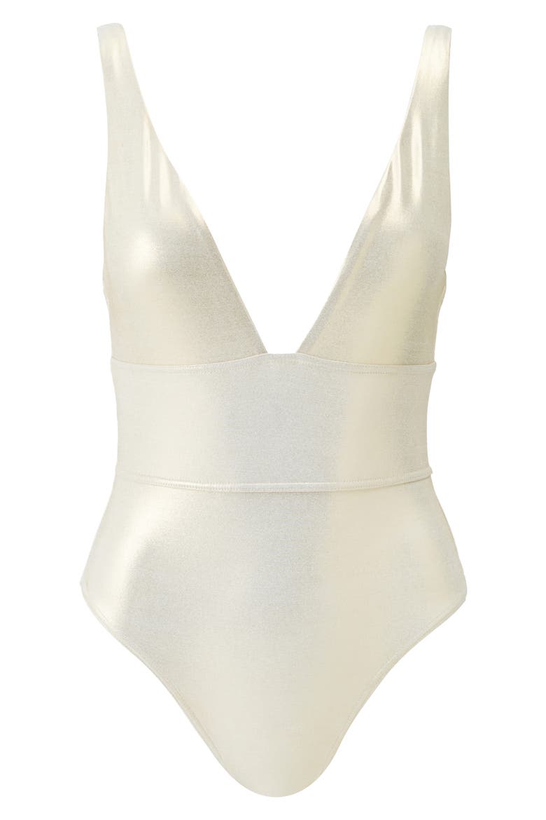 Caribbean Foil One-Piece Swimsuit, Alternate, color, GOLD