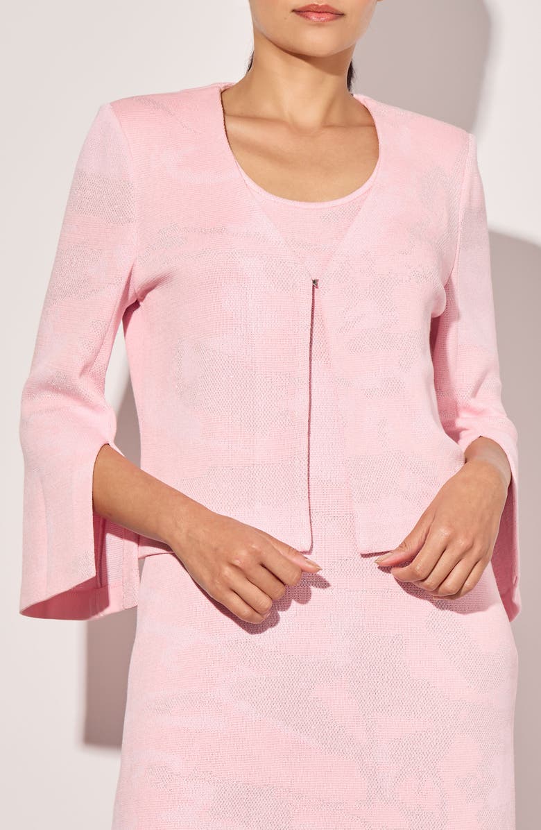 Ming Wang Shimmer Abstract Print Jacquard Knit Jacket, Main, color, 