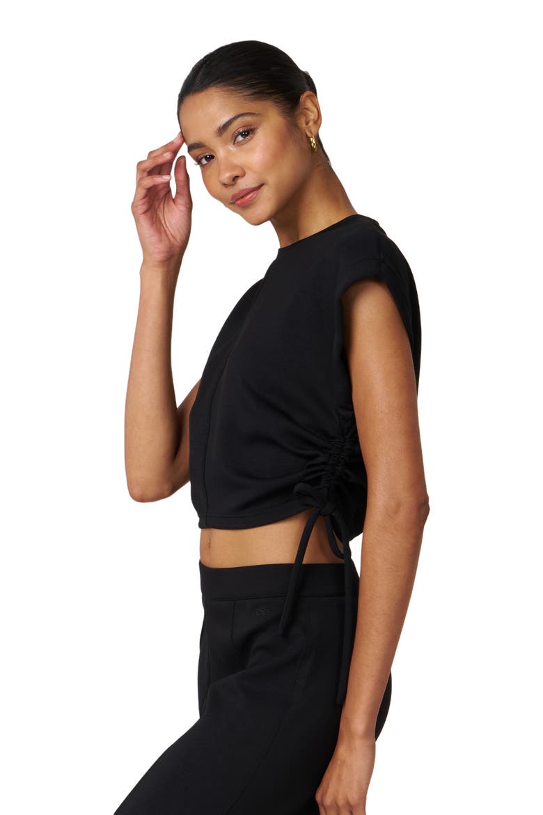 Nadine Scuba Knit Shirring Top, Alternate, color, Black