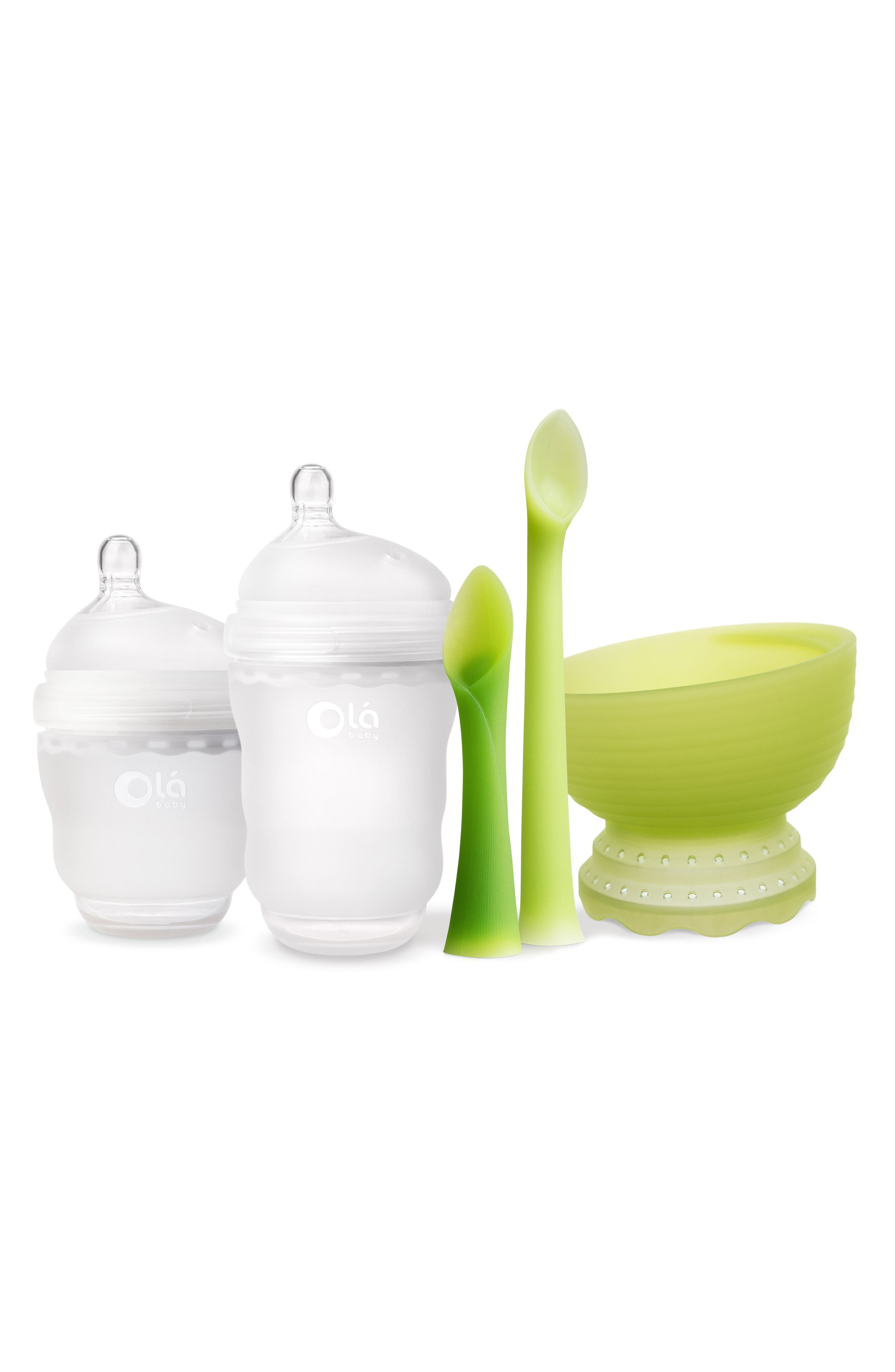 Olababy 5-Piece Baby Feeding Starter Set in Frost/Frost/Green 