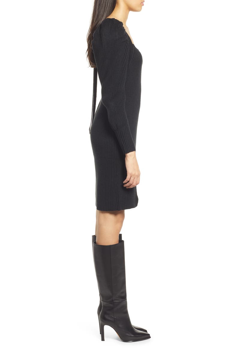 Ribbed Long Sleeve Sweater Dress, Alternate, color, BLACK