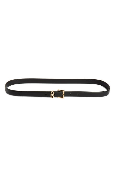 Slim Double Gancio Leather Belt