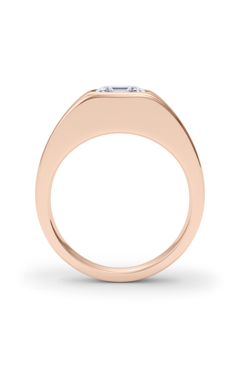 HauteCarat Men's Asscher Cut Lab Created Diamond Signet Ring, Alternate, color, 2.00 Ctw 18K Rose Gold