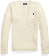 Polo Ralph Lauren Kimberly Cable Wool & Cashmere V-Neck Sweater