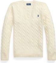 Polo Ralph Lauren Kimberly Cable Wool & Cashmere V-Neck Sweater