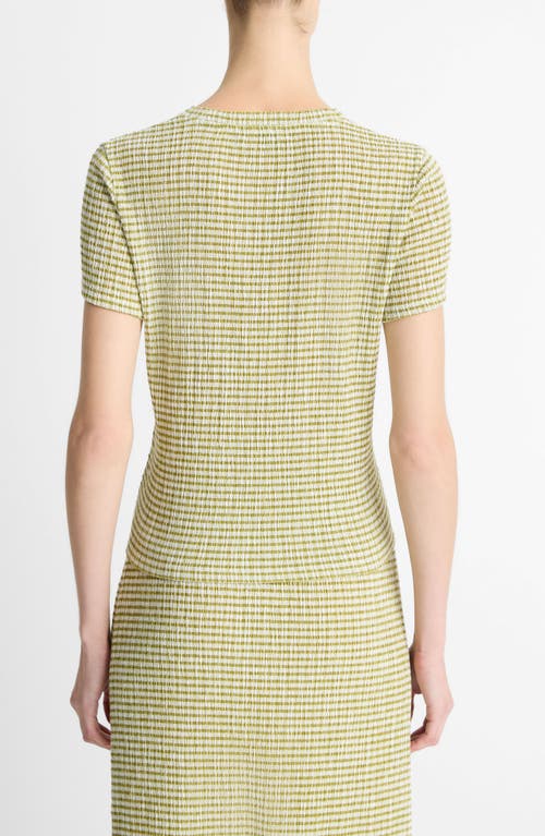 Vince Womens Gingham-print Seersucker Woven T-shirt Herbaria Combo In Herbaria Combo
