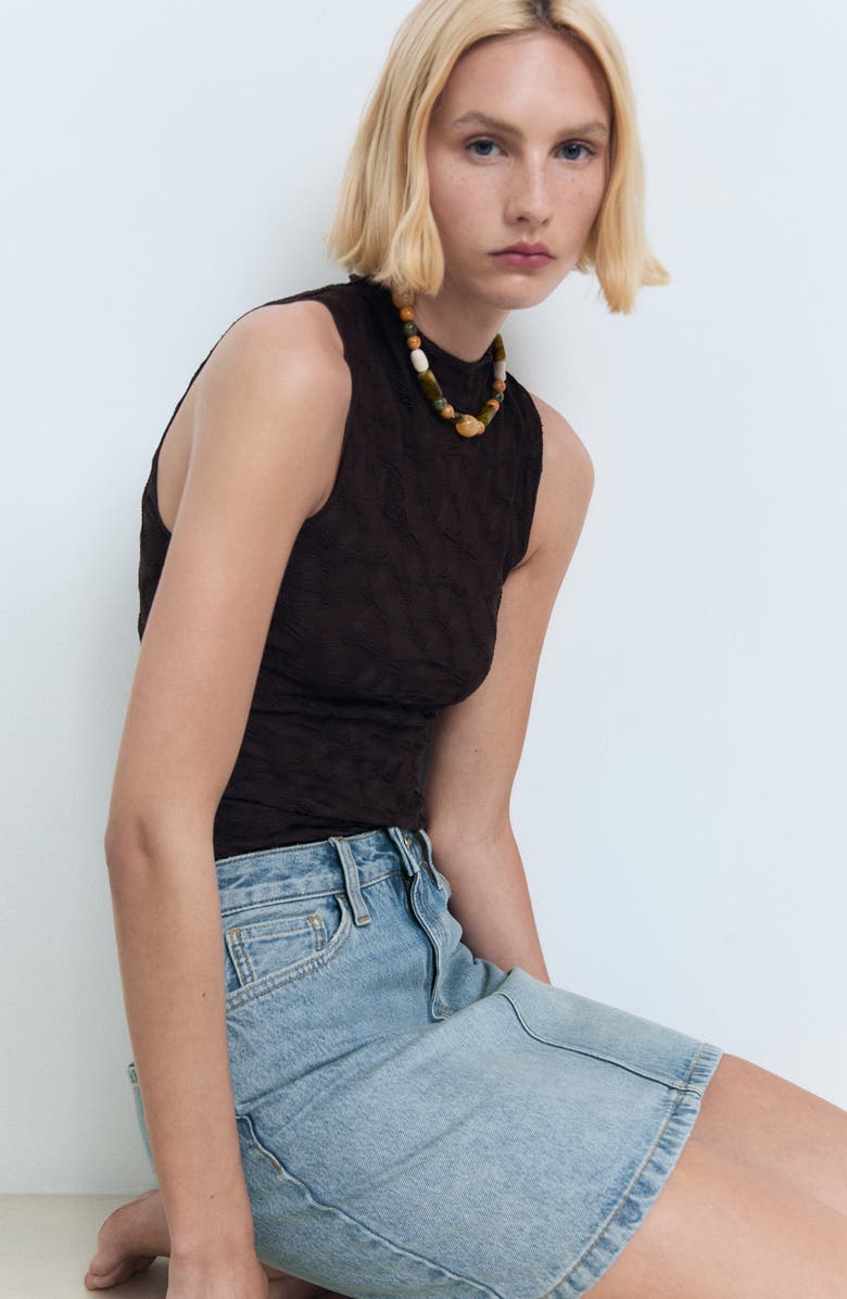 MANGO Denim Miniskirt, Alternate, color, Medium Blue