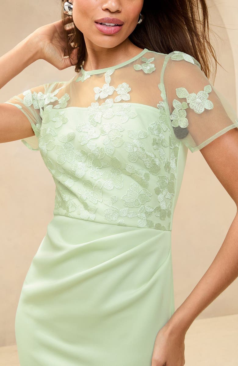 Lipsy Embroidered Sheath Dress, Alternate, color, Green