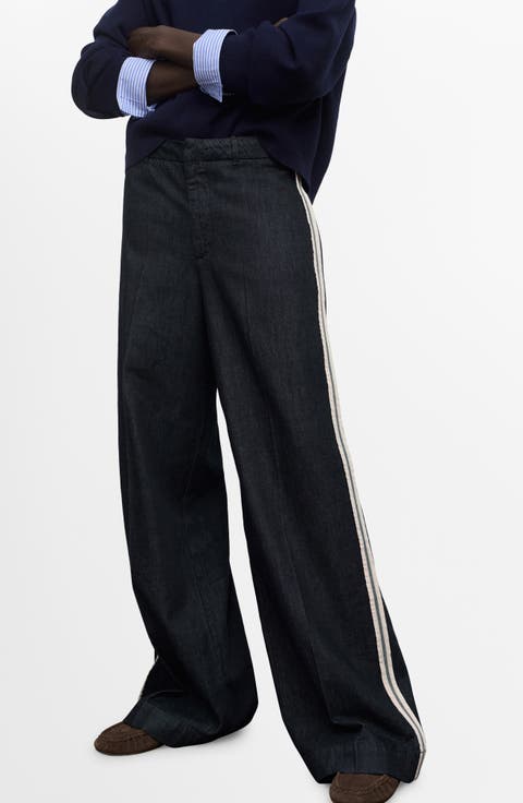 Side Stripe Wide Leg Jeans