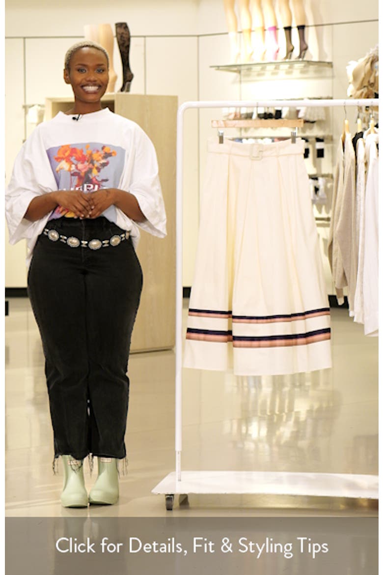 Rian Stripe Stretch Cotton Midi Skirt video