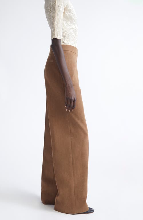 Fforme Agel Tailored Wide Leg Virgin Wool Trousers In Brown