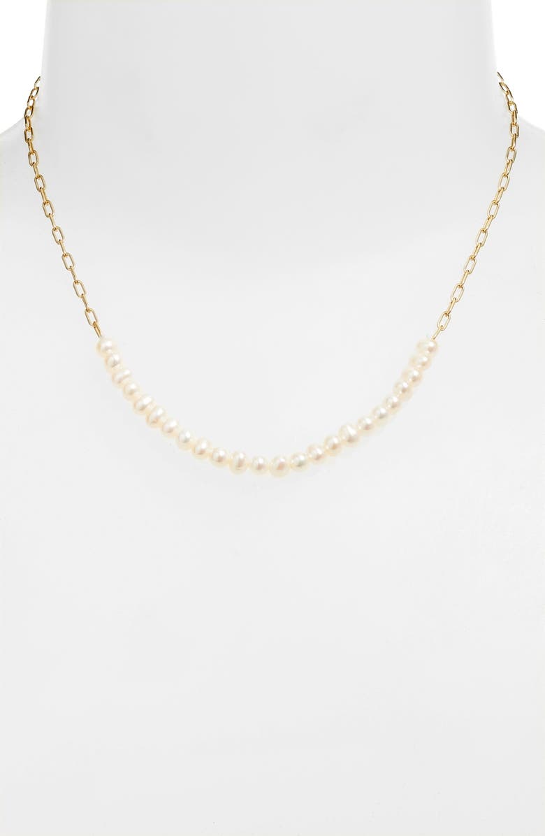 Argento Vivo Sterling Silver Pearl Frontal Necklace, Alternate, color,