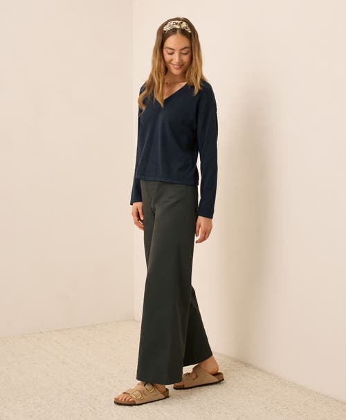 Pact Organic Cotton Stretch Twill Wide Leg Pant In Gray