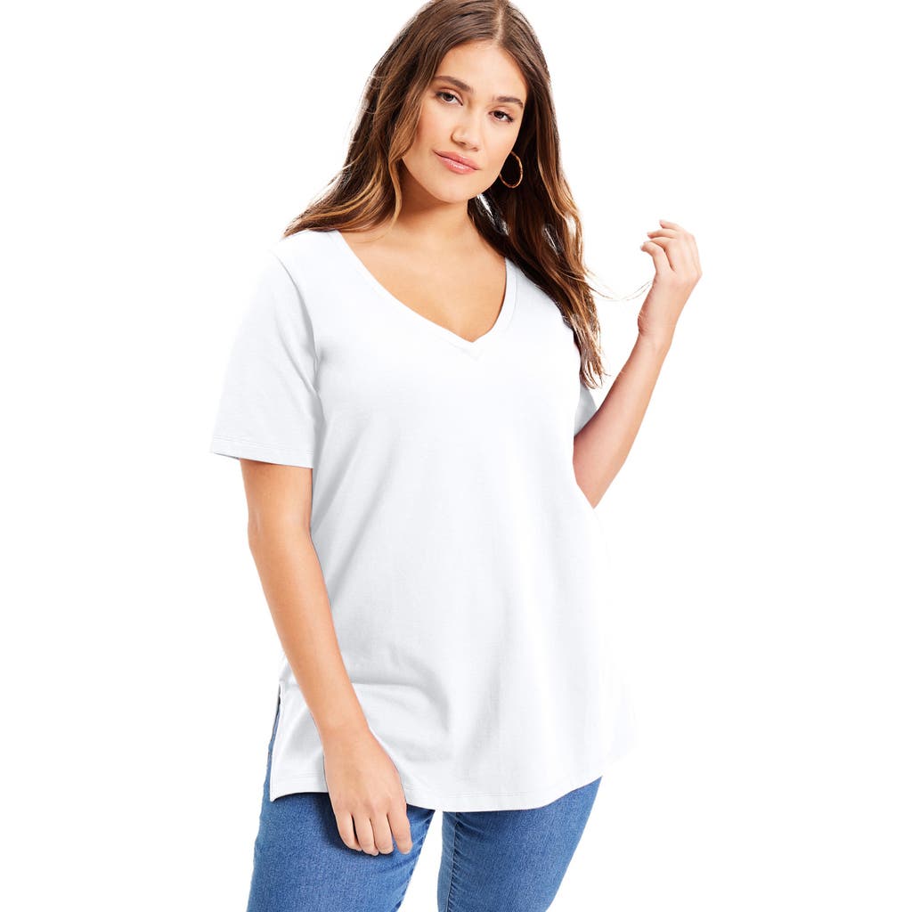 June + Vie Short-sleeve V-neck One + Only Tunic In White