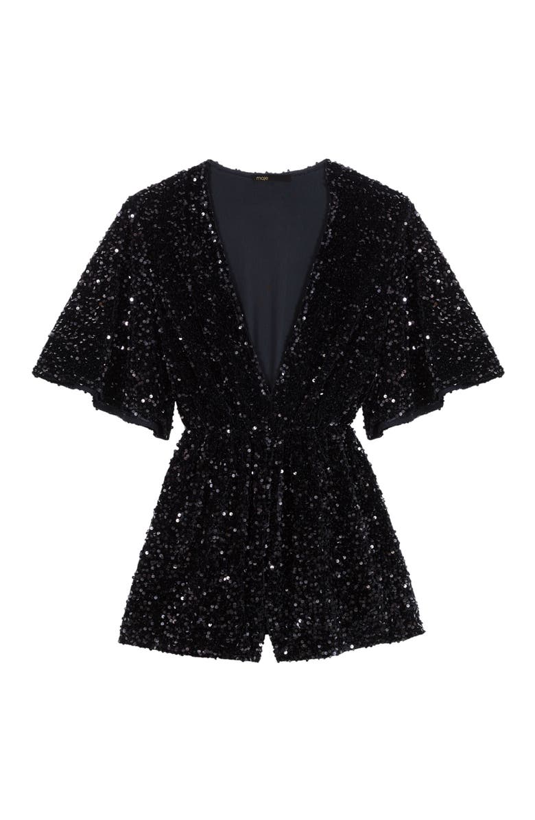 maje Sequinned velvet playsuit, Alternate, color,