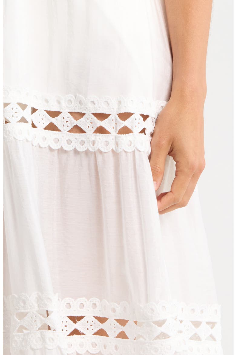 Tiered Strapless Cover-Up Dress, Alternate, color, WHITE