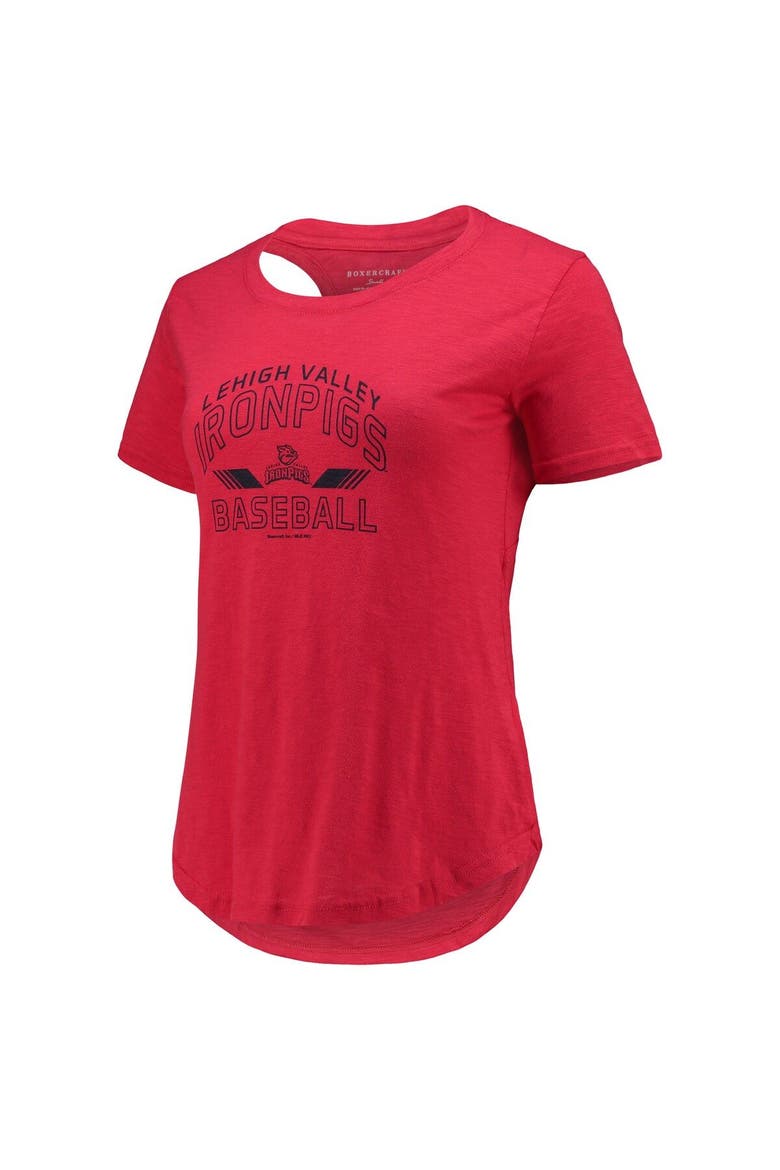 Women's Red Lehigh Valley IronPigs Cut It Out T-Shirt, Alternate, color, Red