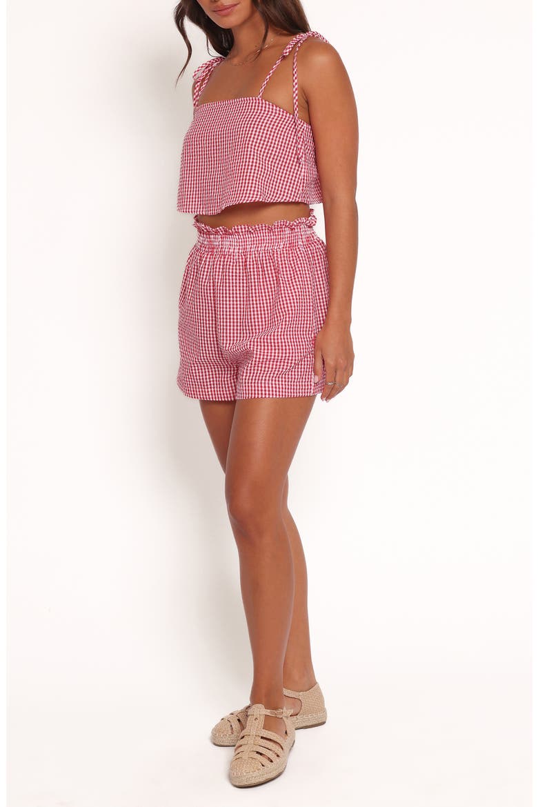 Callum Gingham Crop Camisole & Shorts Set, Alternate, color, RED GINGHAM