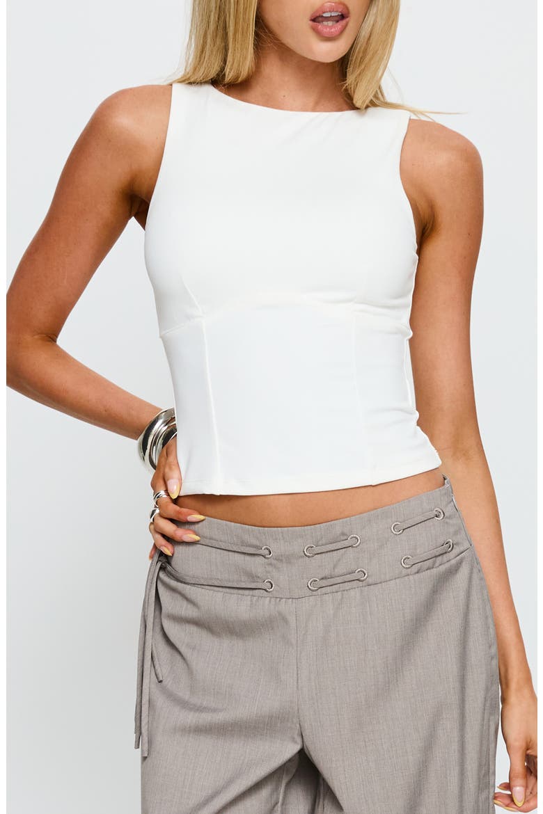 Georgetta Fitted Crop Tank, Main, color, WHITE