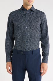 Lorenzo Uomo Trim Fit Floral Print Dress Shirt